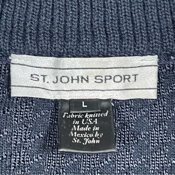 ST JOHN SPORT Loose fit Knit Sweater Size L Navy full zipper - Picture 4 of 15
